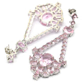 SheCrown Aquamarine Pink Kunzite Wedding Silver Earrings Drop