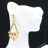 SheCrown Long Golden Citrine Tanzanite Silver Earrings Drop