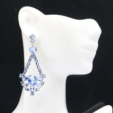 SheCrown Long Golden Citrine Tanzanite Silver Earrings Drop
