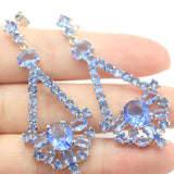 SheCrown Long Golden Citrine Tanzanite Silver Earrings Drop