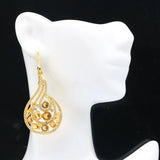 European Jewelry Set w/ Citrine CZ Women 14k Silver Pendant Earrings
