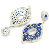 Long Ruby Tanzanite CZ Women Silver Earrings