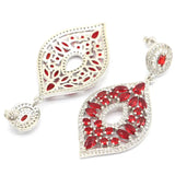 Long Ruby Tanzanite CZ Women Silver Earrings