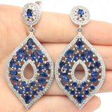 Long Ruby Tanzanite CZ Women Silver Earrings