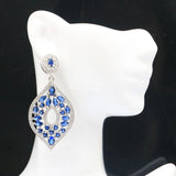 Long Ruby Tanzanite CZ Women Silver Earrings
