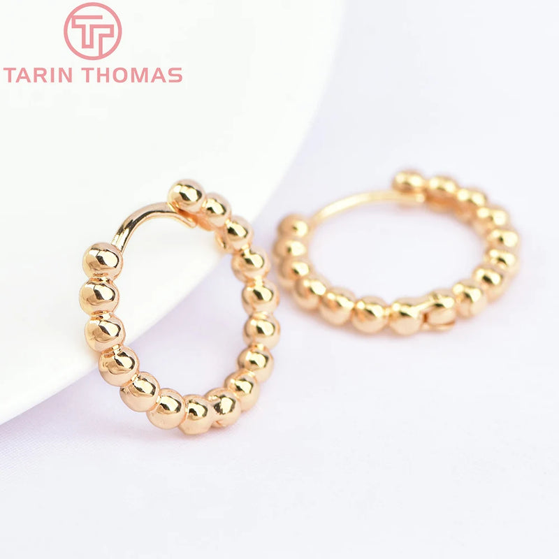 6PCS 19.5x18MM 24k Brass Round Ball Earrings Hoop