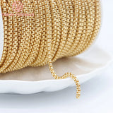 1M 2.9MM 3.6MM 24K Brass Box Necklace Chains for Jewelry Making