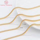 1M 2.9MM 3.6MM 24K Brass Box Necklace Chains for Jewelry Making