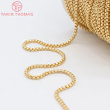 1M 2.9MM 3.6MM 24K Brass Box Necklace Chains for Jewelry Making
