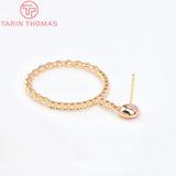 2PCS 7MM Brass Zircon Stud Earrings High Jewelry Findings