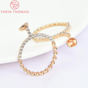 2PCS 7MM Brass Zircon Stud Earrings High Jewelry Findings