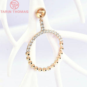 2PCS 7MM Brass Zircon Stud Earrings High Jewelry Findings