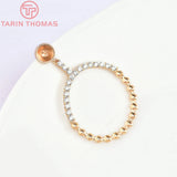 2PCS 7MM Brass Zircon Stud Earrings High Jewelry Findings