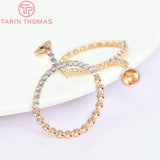 2PCS 7MM Brass Zircon Stud Earrings High Jewelry Findings