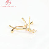 4PCS 26.5x25MM 24K Brass Zircon A Shape Stud Earrings Jewelry Findings