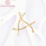 4PCS 26.5x25MM 24K Brass Zircon A Shape Stud Earrings Jewelry Findings
