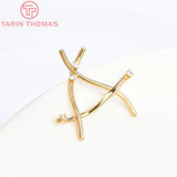 4PCS 26.5x25MM 24K Brass Zircon A Shape Stud Earrings Jewelry Findings