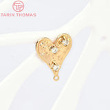 4PCS 14x18MM Brass Zircon Heart Stud Earrings DIY Jewelry Findings