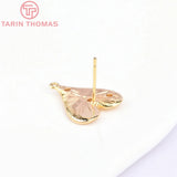 4PCS 14x18MM Brass Zircon Heart Stud Earrings DIY Jewelry Findings
