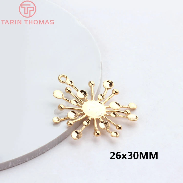 6PCS 26*30MM 24K Brass Sun Charms Pendants DIY Jewelry Findings