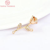 4PCS 12x21MM 24K Brass Rose Charms Pendants for DIY Jewelry Making