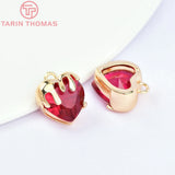 4PCS 24K Brass Zircon Heart Charms Pendants DIY Jewelry Findings