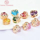 4PCS 24K Brass Zircon Heart Charms Pendants DIY Jewelry Findings