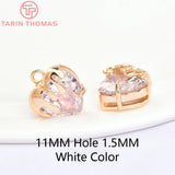 4PCS 24K Brass Zircon Heart Charms Pendants DIY Jewelry Findings