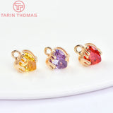 4PCS 24K Brass Zircon Heart Charms Pendants DIY Jewelry Findings