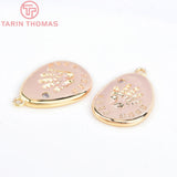 4PCS 14x18MM 24K Brass Palm Print Zircon Charms Pendants