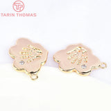 4PCS 14.5x18MM 24K Brass Zircon Clouds Charms Pendants