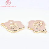 4PCS 14.5x18MM 24K Brass Zircon Clouds Charms Pendants