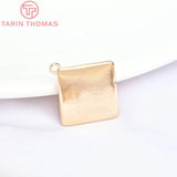 4PCS 17.5MM 24K Brass Square Sun Charms Pendants
