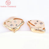 4PCS 15x10.5MM 24K Brass Zircon Planet Charms Pendants DIY Jewelry Findings