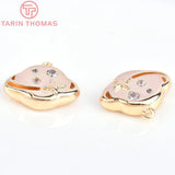 4PCS 15x10.5MM 24K Brass Zircon Planet Charms Pendants DIY Jewelry Findings