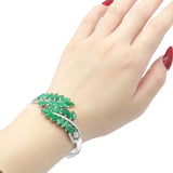 Real Green Emerald Silver Bangle Bracelet 7.5inch