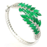 Real Green Emerald Silver Bangle Bracelet 7.5inch