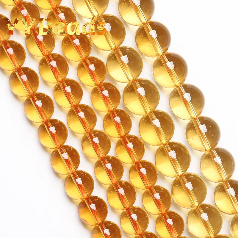 5A Citrines Natural Yellow Quartz Crystal Beads Round Loose Spacer Beads