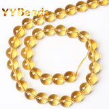 5A Citrines Natural Yellow Quartz Crystal Beads Round Loose Spacer Beads