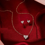 3 Stone Geometric Mini CZ Heart Stud Earring