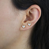 3 Stone Geometric Mini CZ Heart Stud Earring