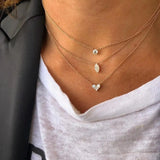 3 Stone Geometric Mini CZ Heart Stud Earring
