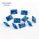 5A Dark Sea CZ Stone Rectangle Shape Cut Loose Synthetic Gems Size 2x4~10x14mm