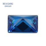 5A Dark Sea CZ Stone Rectangle Shape Cut Loose Synthetic Gems Size 2x4~10x14mm
