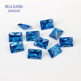 5A Dark Sea CZ Stone Rectangle Shape Cut Loose Synthetic Gems Size 2x4~10x14mm