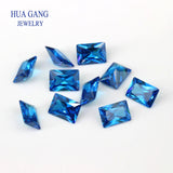 5A Dark Sea CZ Stone Rectangle Shape Cut Loose Synthetic Gems Size 2x4~10x14mm