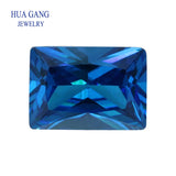 5A Dark Sea CZ Stone Rectangle Shape Cut Loose Synthetic Gems Size 2x4~10x14mm