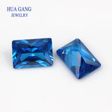 5A Dark Sea CZ Stone Rectangle Shape Cut Loose Synthetic Gems Size 2x4~10x14mm