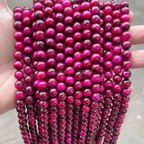 Dyed Fuchsia Tiger Eyes Stone Beads Loose Round Spacer Beads for Jewelry Making