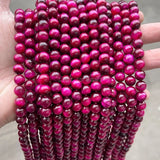 Dyed Fuchsia Tiger Eyes Stone Beads Loose Round Spacer Beads for Jewelry Making